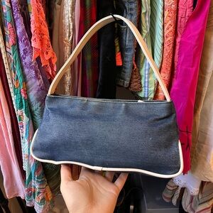 Estee Lauder denim mini hand / shoulder bag with white trim 💙🤍💙